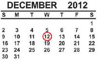 Calendar showing 12/12/12