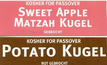 Labels on two different types of kugel