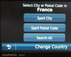 'Where to?' screen in France