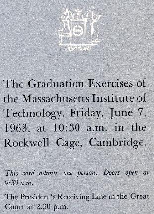 A 1963 MIT graduation invitation