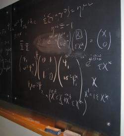 A random blackboard covered with equations