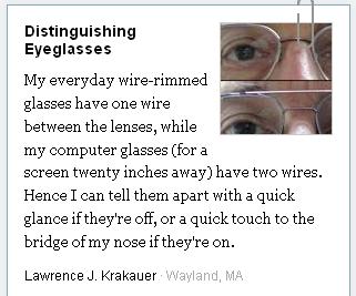 Distinguishing eyeglasses