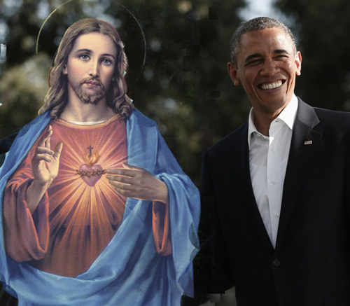 Obama and Jesus side by side