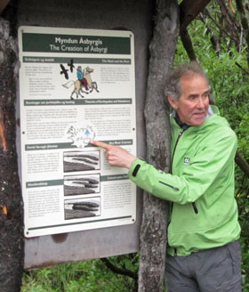 Our guide, pointing to an informational sign