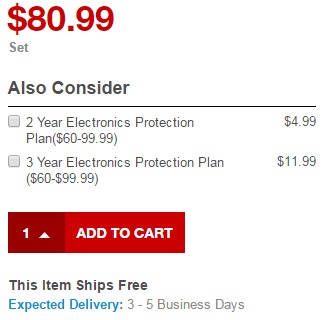 Links to buy 2 or 3-year Electronic Protection Plans at $4.99 and $11.99, respectively