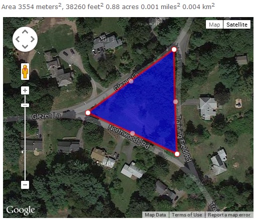 Satellite map with a triangular area selected