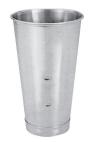 A stainless-steel milkshake cup