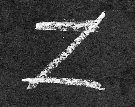 A large letter Z, in white chalk on black