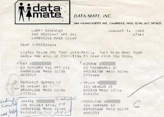 My January, 1969 Data-Mate letter