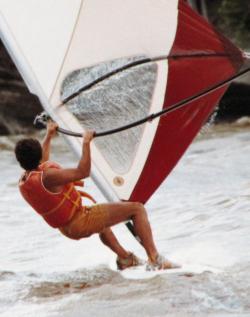 Larry windsurfing