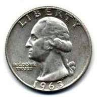 A 1963 silver quarter