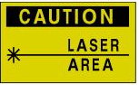 A laser warning sign, Caution, laser area