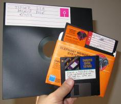 The three floppy disk sizes