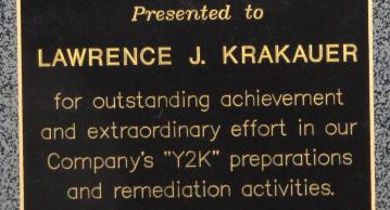 Y2K plaque presented February 5, 2000 (click to enlarge)