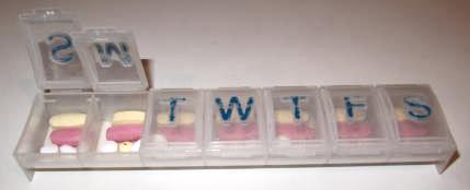 A 7-day pill container